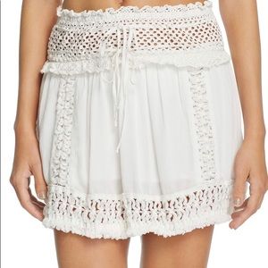 Surf Gypsy Crochet Fringe Mini Skirt Swim Cover-Up